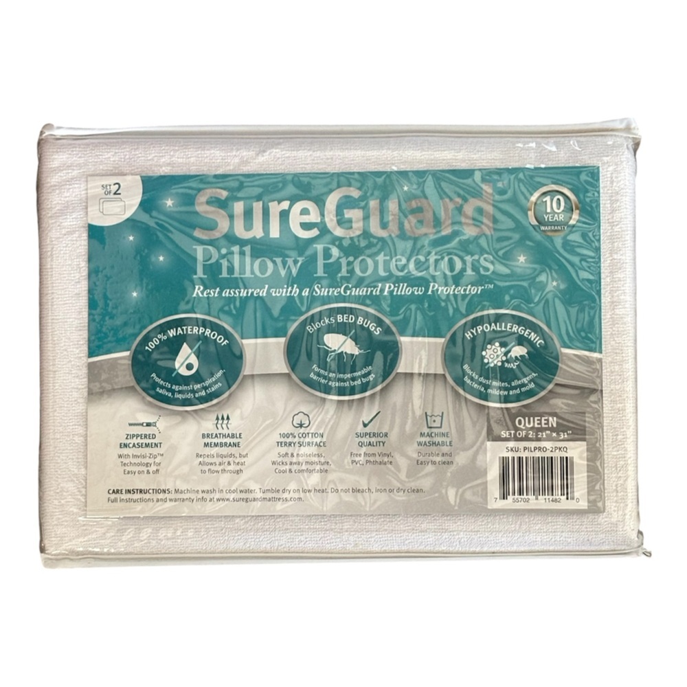 NEW Queen Pillow Size Protectors Set of 2 COVERS Measuring 21” X 31”